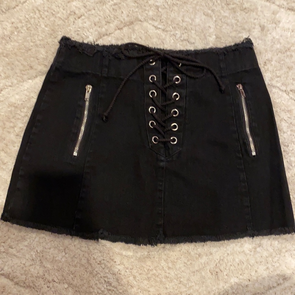 Forever 21 Black Denim Skirt with strings